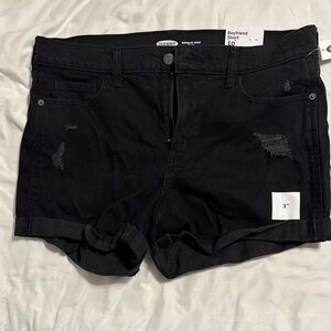 Old Navy Black Distressed Boyfriend Denim Shorts
